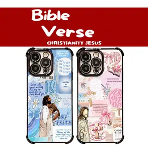 Jesus Bible Couple Jessu Floral Creativity Electroplated TPU Casing For iphone 16 15 14 13 12 11 X XS PRO PLUS MAX Four Corners Anti-Fall Transparent Soft Silicone Gift Shockproof Protection Anti-Drop Protective Protector Phone Cases Shell Cover