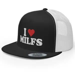 RIVEMUG I Love Milfs Trucker Hat Flat Bill High Crown Adjustable Funny Adult Humor Cap