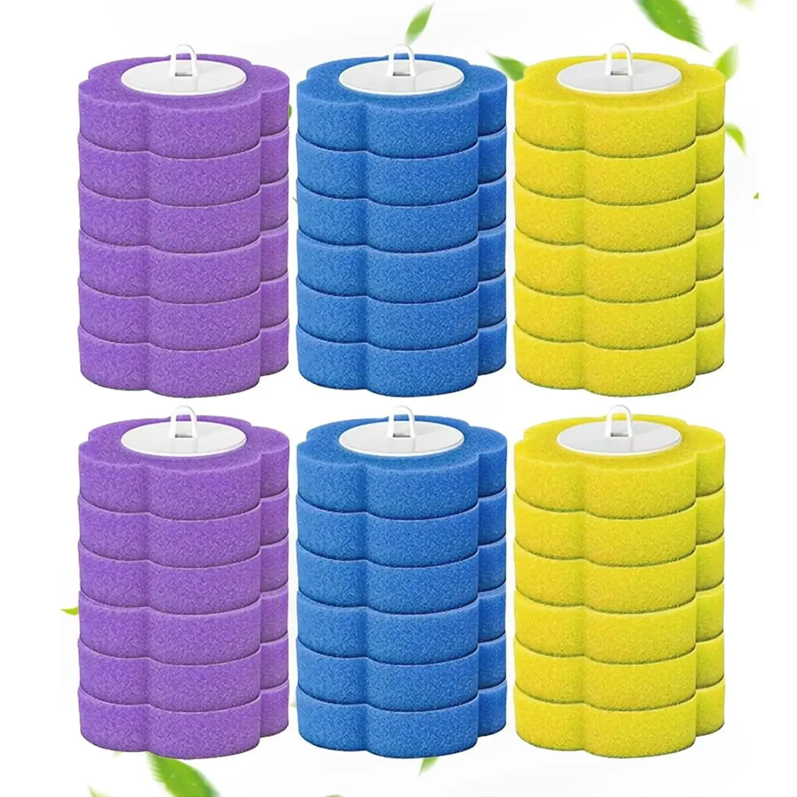 36PCS Disposable Toilet Bowl Brush Wand Refill Set, 3-Layer Sponge Replacement Heads, Hygienic Bathroom Scrubber for Deep Cleaning Households Bathroom Cleaning Accessory limpiador para baño