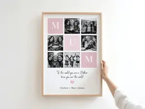 Personalised Mum or Mom Photo Print – Custom Gift from Son or Daughter, Mother’s Day Gift for Mum/Mom, Christmas Gift, Photo Keepsake Modern Home Decor Decoration