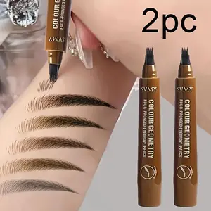 2-Pack 4-Tip Eyebrow Pencils Natural Look, Waterproof Sweatproof, Portable Design, Perfect for On-The-Go Touch-Ups, Eyebrow Products