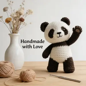 Cute Panda Crochet Knitting Material Kit, Includes Yarn and Video Tutorial, DIY Craft Supplies, Ideal Gift for Home Decor