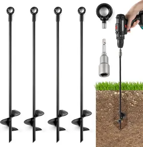 18'' Ground Anchors Heavy Duty for High Winds - Earth Stakes Screw-in Shed Kit for Mobile Homes, Swing Sets, Tents, Carports, Gazebos, and Hurricane Tie-Downs