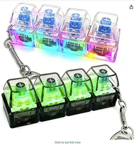 Keyboard Fidget Toy, Keyboard Fidget Keychain 4-in-1 Keyboard Decompression Button Finger Clicker Toys, Button Stress Relief Fidget Gifts (Clear Black)