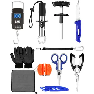 Fishing Tool Kit - Fishing Pliers, Hook Remover, Fish Gripper, Fish Scale, Fish Knife, Saltwater Fishing Gear with Sharpeners, Best Gifts for Men