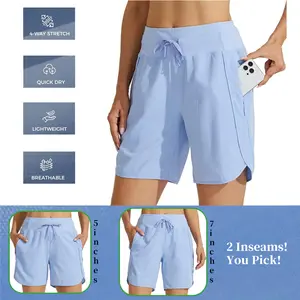 Willit Women's 5"/7" Athletic Long Running Shorts with Zipper Pocket High Waistband Quick Dry Bermuda Shorts for Gym Hiking and Workout
