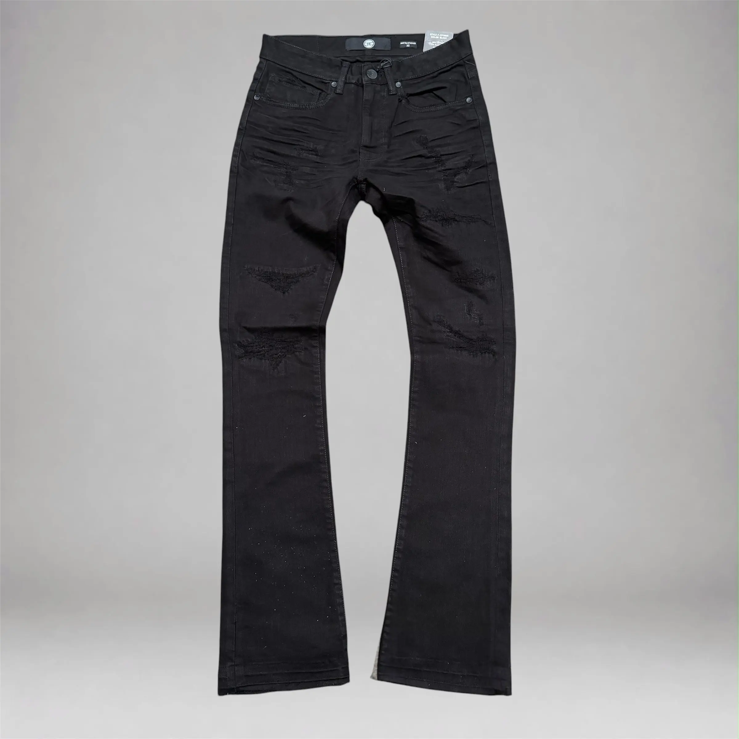 JC - Ripped Denim STACKED Jeans - Jet Black JTF996