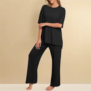 Women's Pajamas Set 2 Piece Lounge – Short Sleeve Top & Long Pants Soft Pjs, Comfy Loungewear with Pockets, Breathable Sleepwear for Women – S-XXL