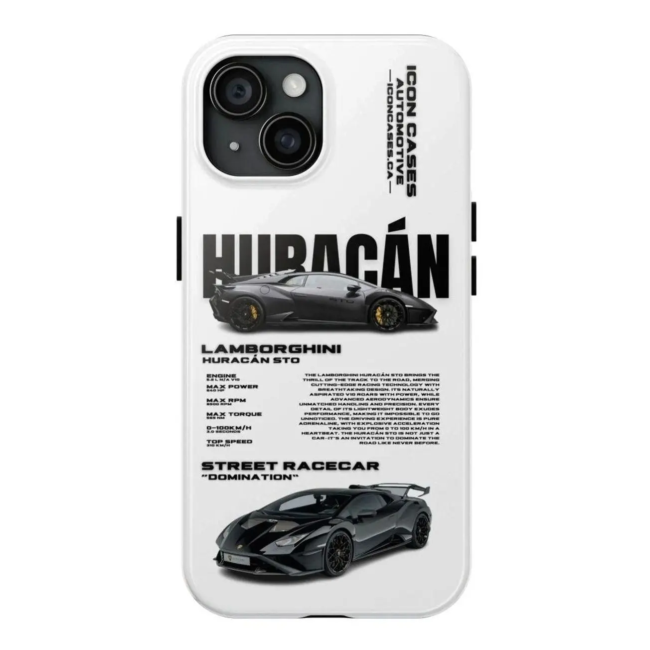 Lamborghini Huracán STO iPhone Case, Italian Exotic Supercar Racing Graphic Protective Cover for iPhone 17–8 Plus