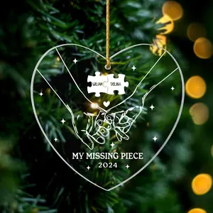 My Missing Piece Couples Ornament Custom Name Ornament Couple Christmas Ornament Newly Wed 2024 Gift Christmas Decor Just Married Gift