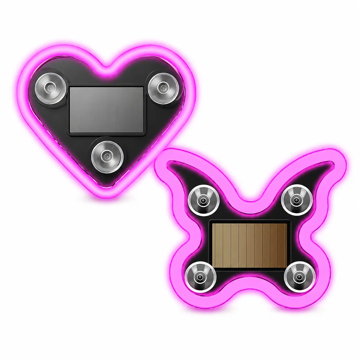 Car LED Ambient Light-Solar-Powered Heart-Shaped & Butterfly-Shaped LED Neon Light, Solar-Powered Heart-Shaped Atmosphere Light with 3 Modes, lP65 Waterproof, for Romantic Car Interior and Outdoor Decor