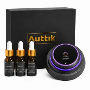 Smart Car Fragrance, Air Fresheners, New Smell Experience By Ultrasonic Mist, Features Automatic Power-off and Timer Functions, Natural Fragrance, With Lighting, Includes 3 Handmade Fragrance Oils, FatherDayGift