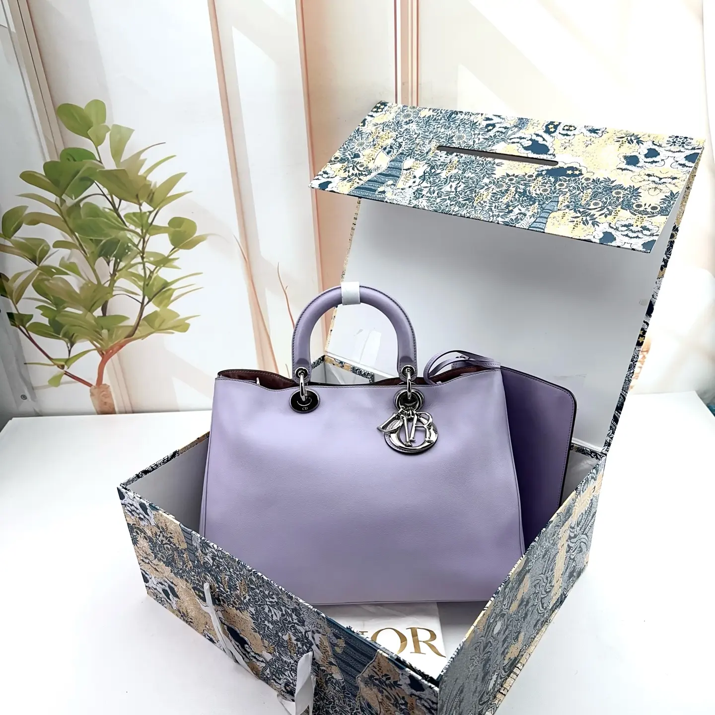 Pre-owned Dior Light Purple Smooth Leather My ABCDior Top Handle Bag 0804 RAYE 20870001