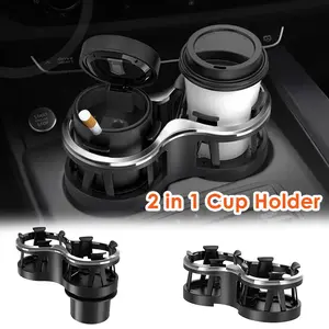 2 in 1 Car Cup Holder Expander, Adjustable Mounting Base 1-2 Splitter Expander Organizer Fits Vehicle Boat Truck Holds Standard Drinks Water Bottles Yeti, Rambler, Hydro Flasks