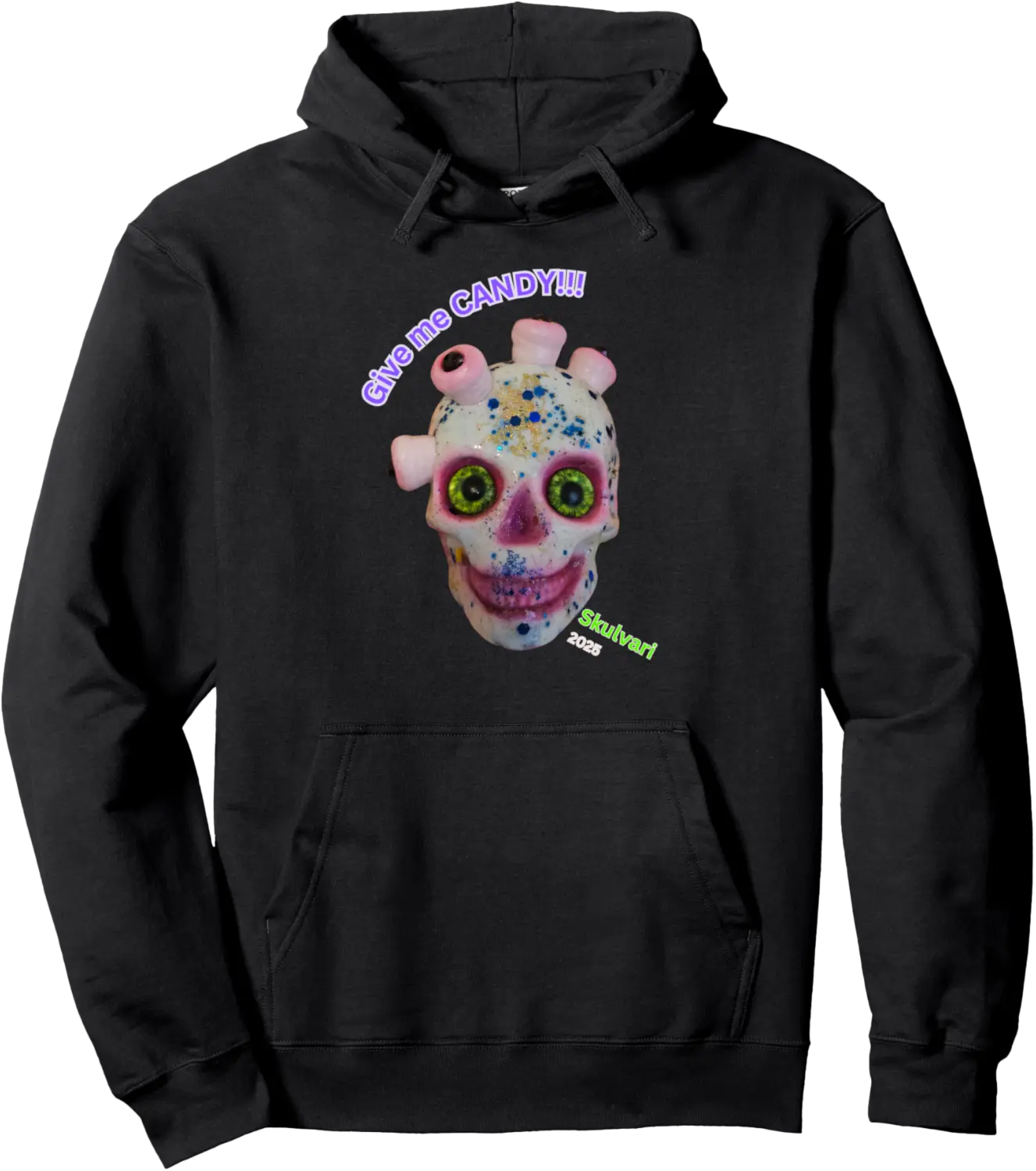"Give me CANDY" Crazy wild-eyed skull face Pullover Hoodie - Keylamartine Shop 80B0DYYRC8FR