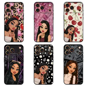 Fashion Cartoon Bratz Girl Pattern Phone Cases For iPhone 17 Pro Max 17Air 17e 16 Plus 16e 15 14 13 12 11 Shockproof TPU Soft Liquid Silicone Casing Cover With Lanyard Button