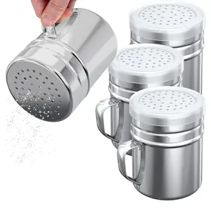 4Pcs 10oz Metal Parmesan Cheese Shakers with Holes - With Handle - Chili Flakes Dispensers - Pizza Shakers - Pack - Home Improvement.