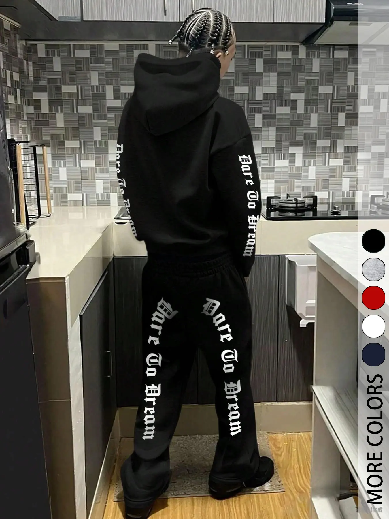 Men's Two-Piece Sportswear Set, Streetwear Tracksuit Set, Tracksuit Outfit, Hooded Sweatshirt and Pants, Graphic Print, Casual Street Fashion, Sporty Style Clothes, Fall & Winter, Outdoor School Hip-Hop Style