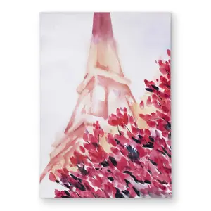 212 MAIN Pink Eiffel Tower Rectangle Area Rug - 5x7 ft, Home Decor Rugs, Romantic Decor for Outdoor & Office Spaces