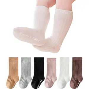 F-SOK33  Toddler Knee High Socks Non Slip Anti Skid Baby Boy Girls Seamless Long Stockings