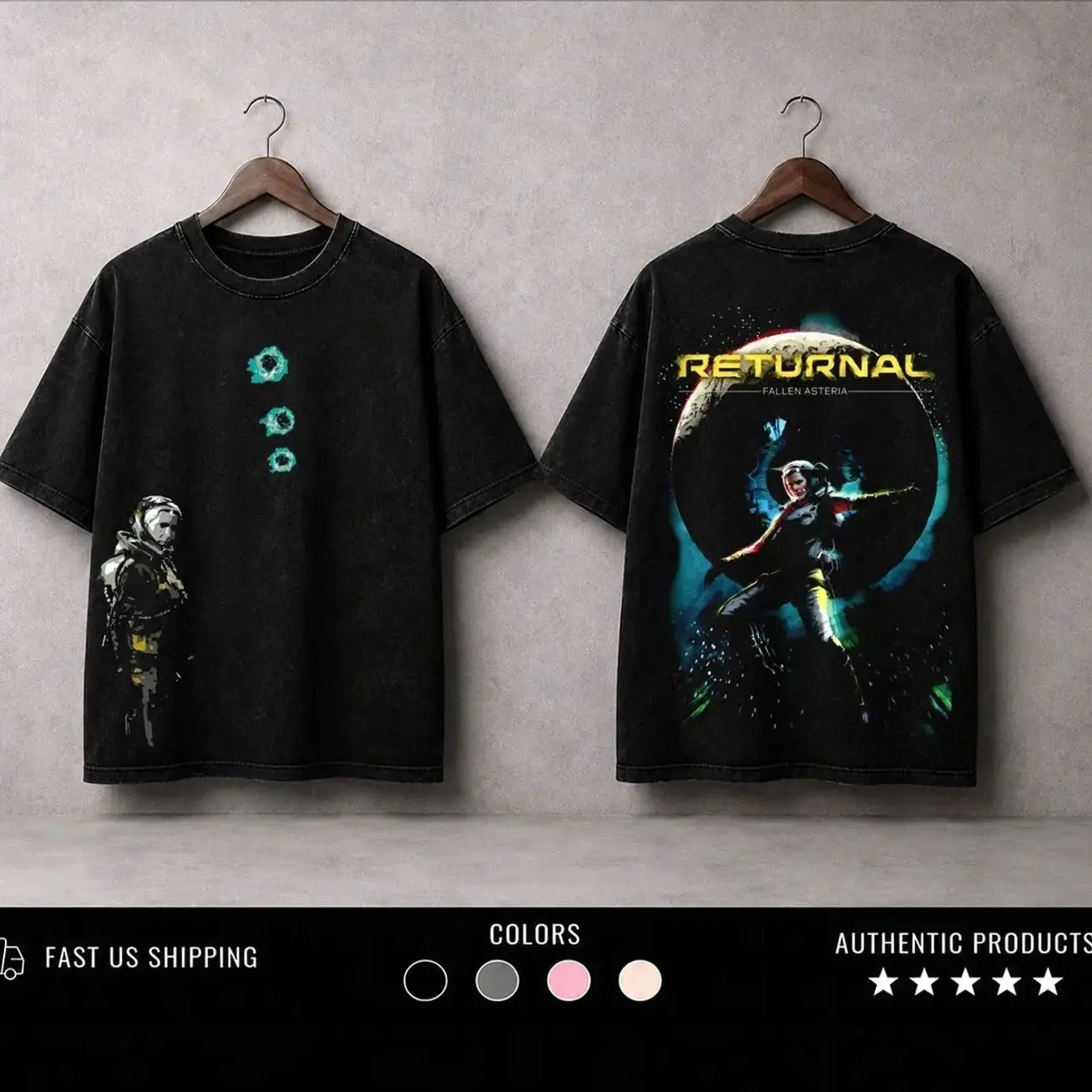 Returnal Game Graphic Tees Washed T-Shirt Game Acid Washed Lightweight Cotton TSHIRT, Gift For Gamer Men's Regular, men gifts graphic tee QR7