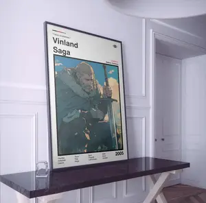 Stoic Warrior with Sword Illustration Wall Art, Vinland Saga Thors Poster, Anime Viking Prints, Nordic Saga Character Decor No Framed