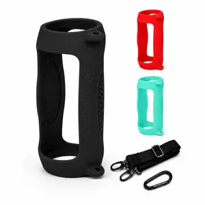 Silicone Protective Case Compatible with JBL Charge 5, Case Only Speaker Not Included, Soft Shockproof Speaker Cover with Shoulder Strap and Carabiner, Portable Anti Slip Travel Carrying Sleeve for Outdoor Camping Beach Gym