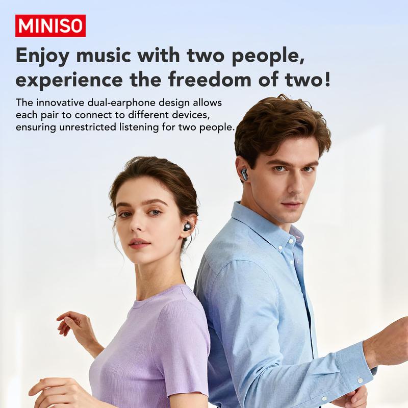 MINISO MS108 Wireless Headphones In-ear Design Noise Cancelling True Wireless Earbuds with Digital Display Bluetooth 6.0 Gaming Headset for Running Exercising Lightweight Fitness Earphones