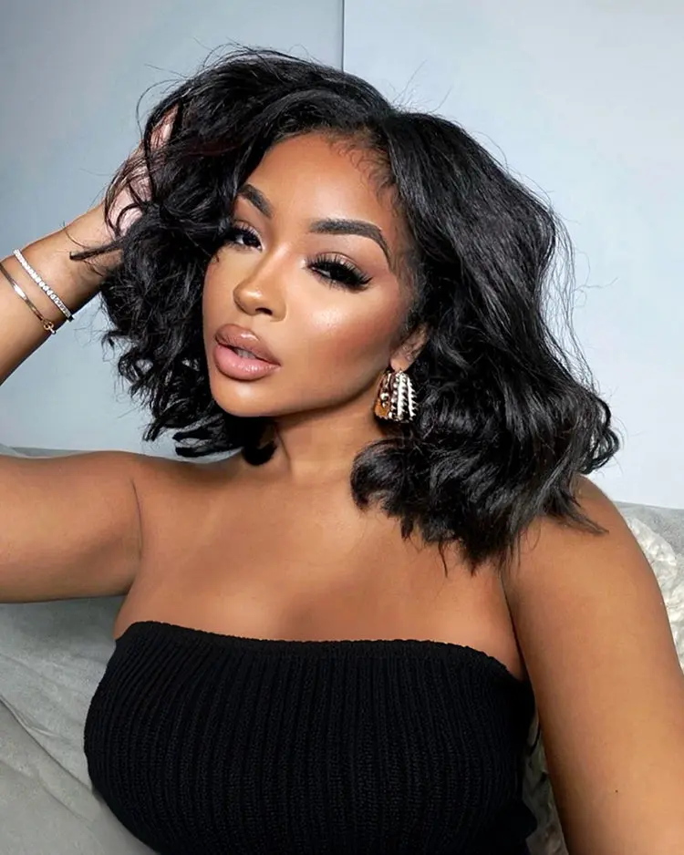 Arabella Hair 280% Density Natural Black Bob Wig Loose Body Wave 13x6 Glueless Lace Front Human Hair 3-Min Installation Beginner Friendly