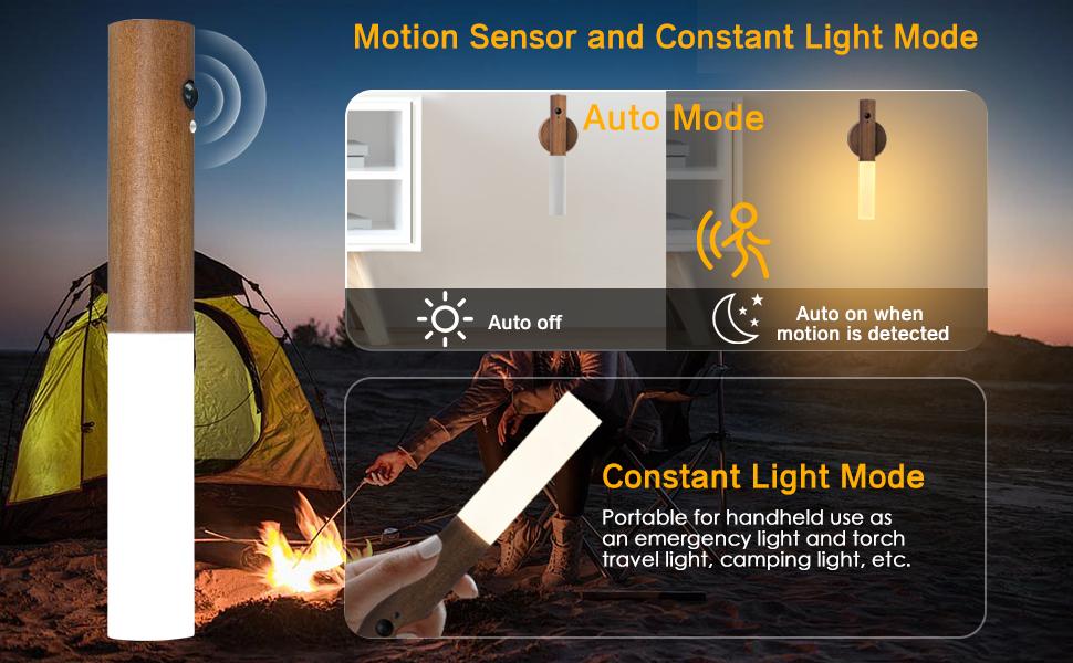 Wooden Motion Sensor Lights Indoor, Magnet Body Hallway Rechargeable LED Wireless Battery Operated Wall Sconce, Portable Decor Torch Night Lighting for Bedroom (Walnut Wood 2PCS)