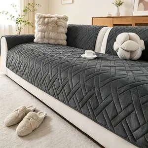 Fashion Classic Square Pattern Sofa Cover, Soft Fashion Couch Protector Dustproof Non-Slip Scratch-Resistant, Suitable for Pet and Kids Families, Easy Washable, Dustproof Sofa Slipcover