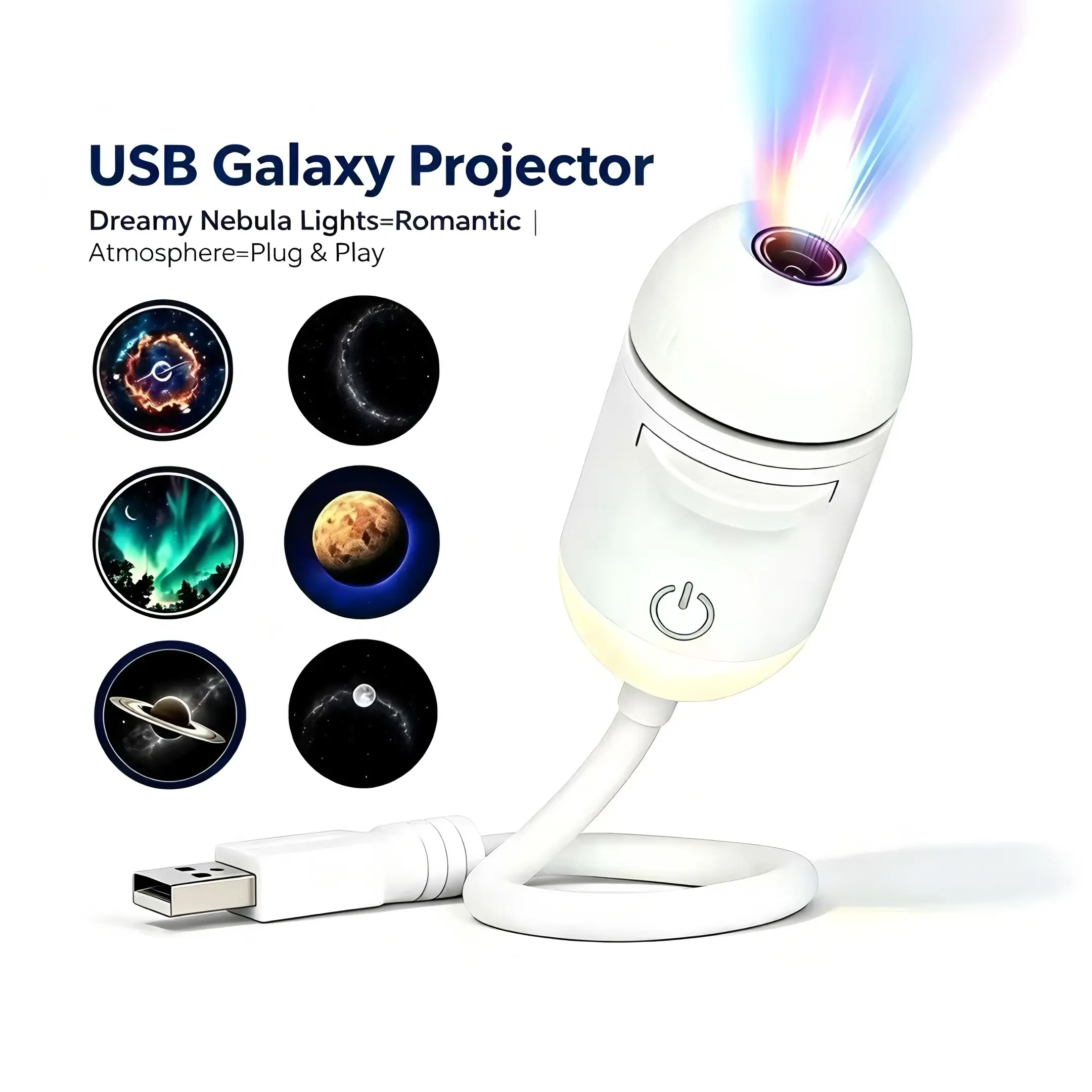 2 in 1 USB Starry Sky Projection Night Light 360 Adjustable Focus Galaxy Projector Lamp Dual Mode Ambient Light Perfect for Car Bedroom Sleep Aid Living Room Atmosphere Party and Meditation Decor