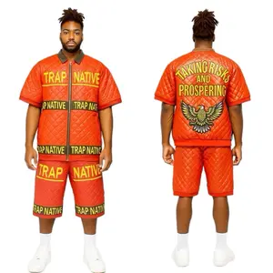 Inferno Legacy Edition – Red/Yellow/Brown Quilted Faux Leather UNISEX 2 piece Set   Graphic Fashion Soft