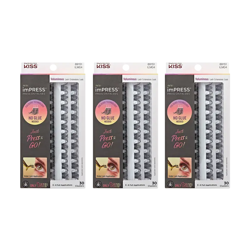 imPRESS Press-On Falsies 3-Pack Voluminous Clusters Bundle