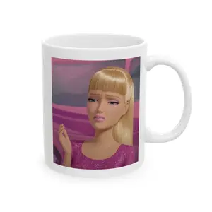 “Me Trying to Stay Polite When Face Can't" Funny Reaction Ceramic Barb Mug, (11oz, 15oz)