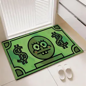 Cartoon SpongeBob SquarePants Floor Mat Non-Slip Comfy Flannel Thickened Rug Indoor Door Mat Ultra Soft Absorbent Wear-Resistant Floor Mat for Living Room Hallway Entryway Front Door Porch Sturdy Non-Skid Home Decoration Mat for Indoor Daily Use