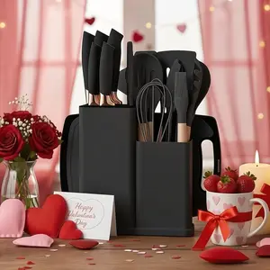 19-piece kitchen knife set, gift boxed, with storage rack, a high-end kitchen upgrade choice. Wooden non-stick pan, mahogany handle, titanium-coated blades, an ideal business or holiday gift. Cookware Stylish Nonstick Pots Nonstick Pots Silicone