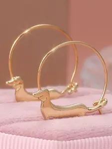 Cute Weiner Dog Design Hoop Earrings, Fashionable Jewelry for Women & Girls, Casual Trendy Jewelry, Trendy All-match & Exquisite Jewelry for Birthday Gift