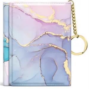 Womens Wallet, Small Slim RFID Card Wallets for Women, Trifold Leather Card Wallet Organizer, Cute Front Pocket Wallets with 7 Card Slots & ID Window, Colorful AM0CJJR322910
