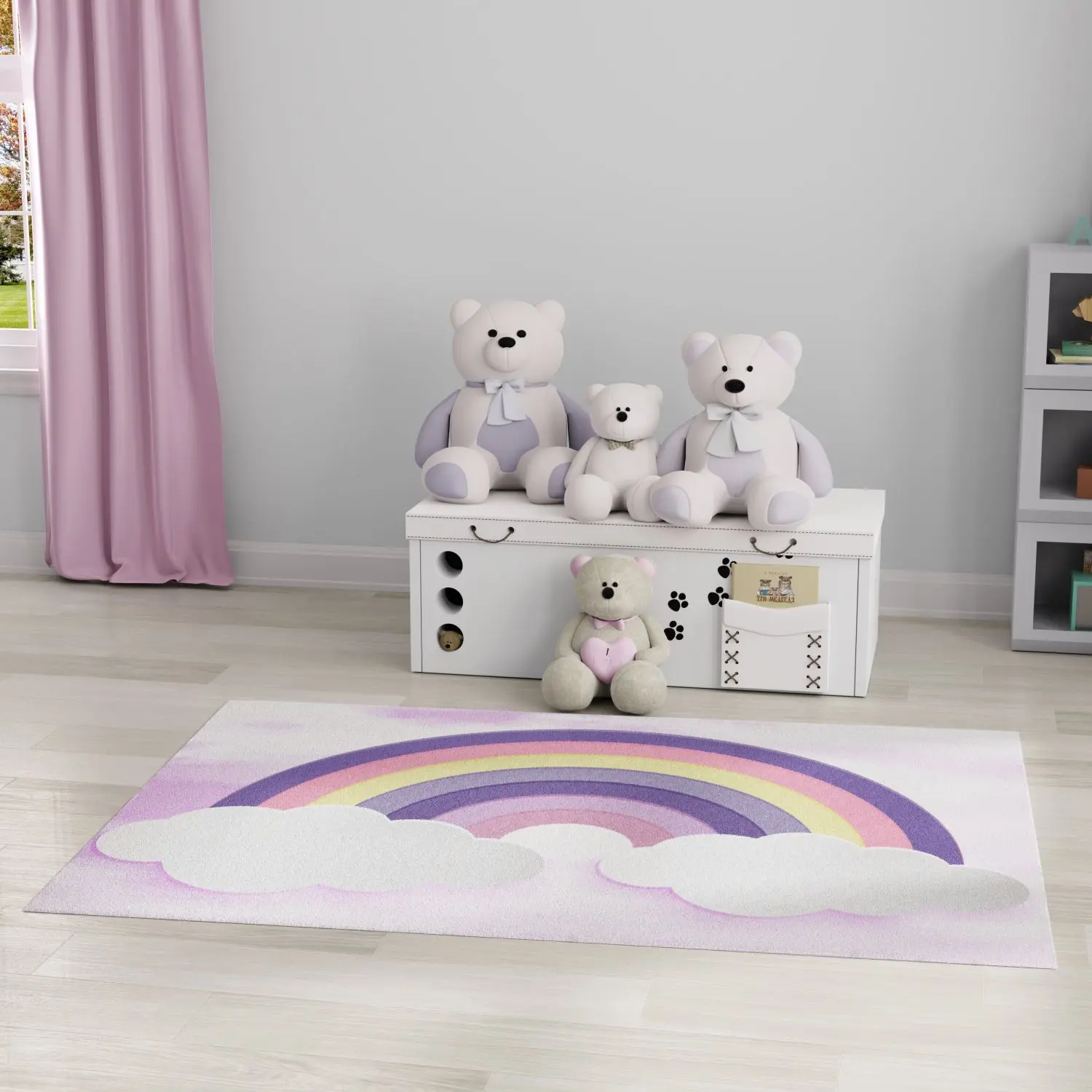 Nourison Imagination Rainbow Cloud Multicolor Pastel Kids Area Rug - Machine Washable, for Kid Room, Indoor Use, Cloud-Themed Decor