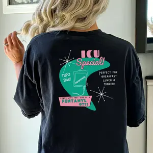 Comfort colors Icu Nurse Humor Graphic T-shirt Retro Nurse Shirt Medical Humor Tee Cute Icu Rn Shirt Gift For Registered Nurse Critical Care Nurse Humor HalloIcu