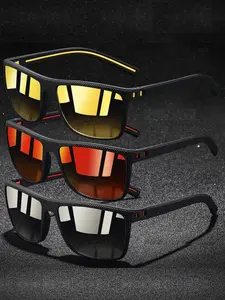 3 Pairs Fashion Retro Plaid Square Unisex Lightweight Durable Sunglasses, Uv400 Protection, Casual Style, All Seasons, Silver Color Frames