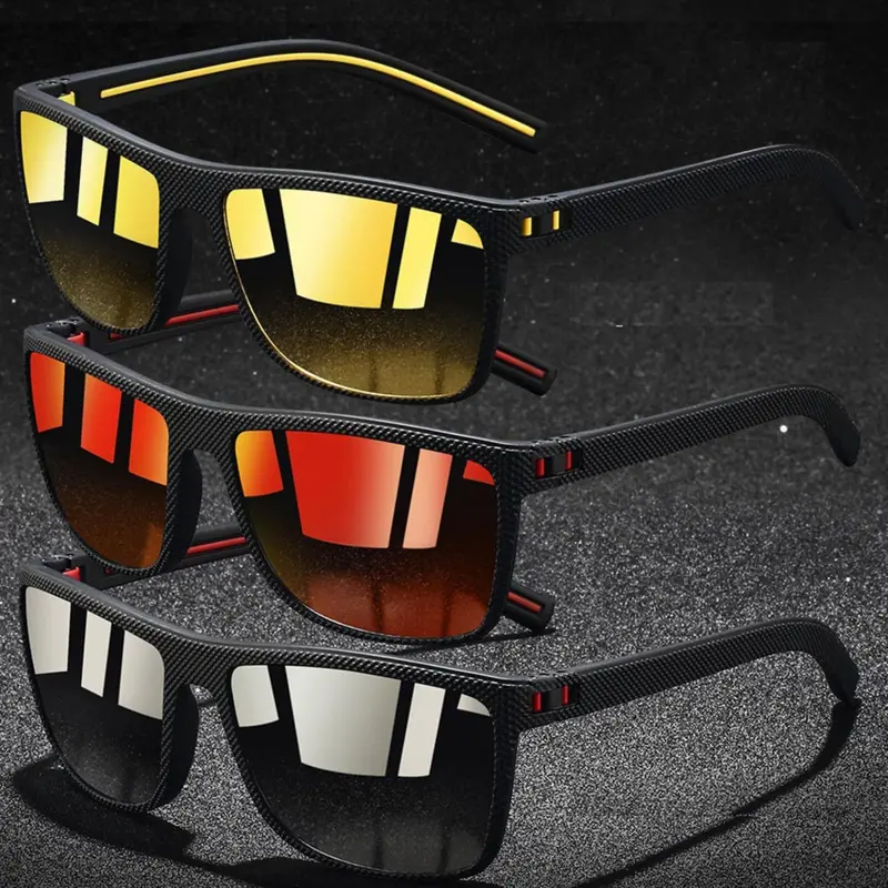 3pcs fashion striped square sunglasses,suitable for both men and women,multiple color options,adopting polycarbonate frame,rubber nose pad comfortable,casual style,suitable for vacation and daily wear,Casual Outdoor Sunglasses, Fashionable Sunglasses