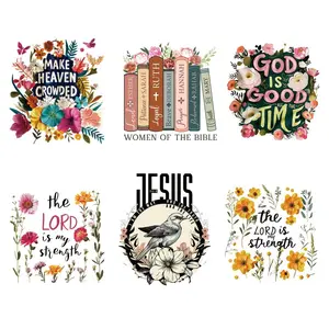 Cartoon Floral & Letter Pattern Iron on Decal, 6counts/set Heat Transfer Sticker, DIY Heat Transfer Sticker for T-shirt, Jacket, Jeans, Sweatshirt, Clothes, Bags, Hats