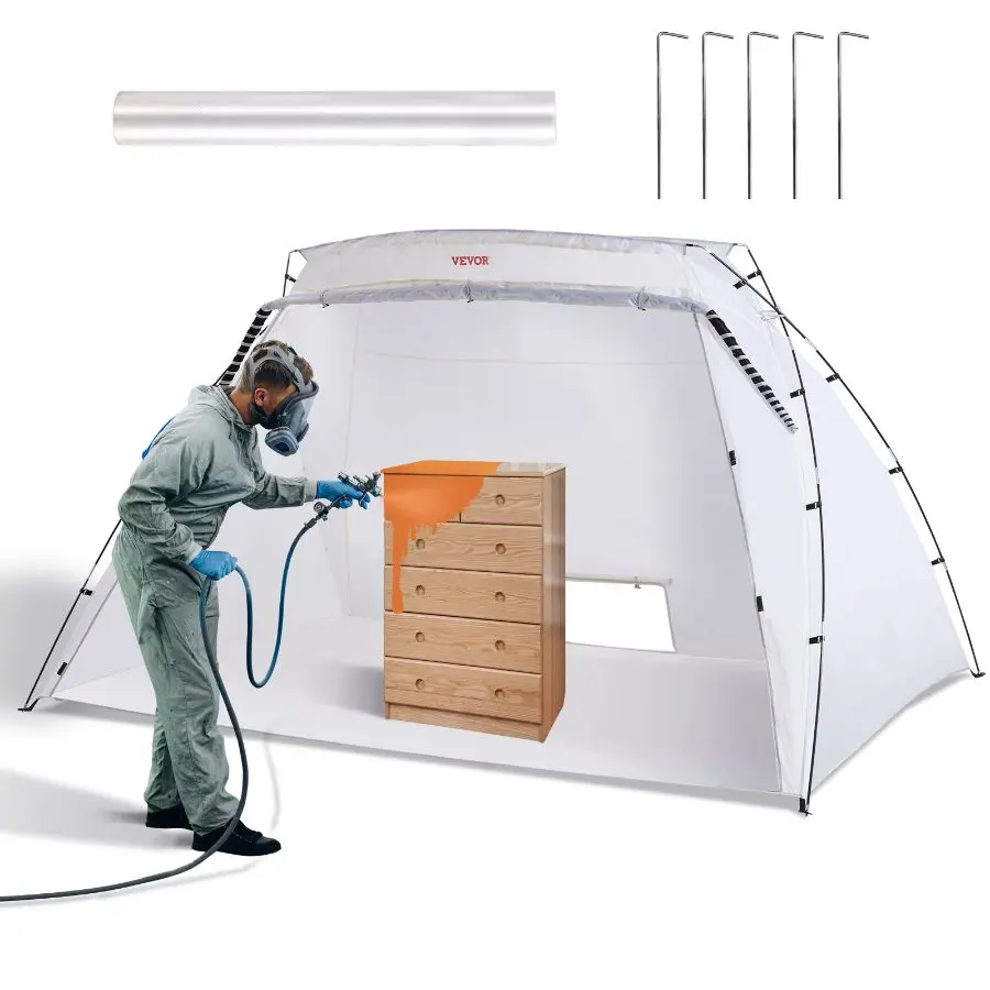 VEVOR Portable Paint Booth, Larger Spray Paint Tent with Built-in Floor Mesh Screen, Painting Tent Station for Furniture DIY Hobby Tool, 10x7x6ft Spray Paint Shelter