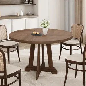 Modern Farmhouse Round Dining Table 47-Inch – Sturdy X-Shaped Pedestal – Space-Saving Kitchen & Dining Room Table – Seats 4-6, Not Including Chairs