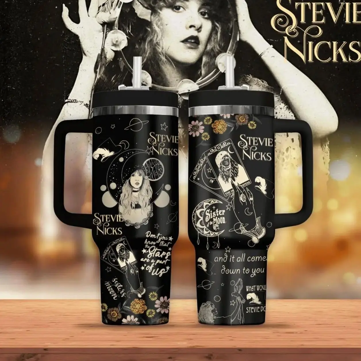 Stevie Nicks Music Custom Tumbler Cup 40 oz 20 oz Tumbler With Handle
