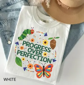 Comfort Colors Progress Over Perfection T-Shirt, Back To School Shirt, New Teachers Tee, Motivational Teacher Gifts, Teacher Appreciation Shirts