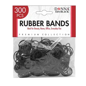 Donna 300PCS Black Hair Rubber Bands for Braids and Ponytails, Durable No-Snag Elastic Ties