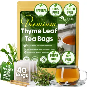Premium 40 Thyme Leaf Tea Bags, 100% Natural & Pure, Loose Leaf Herbal Tea. Thyme Leaf Tea. No Sugar, No Caffeine, No Gluten, Vegan.